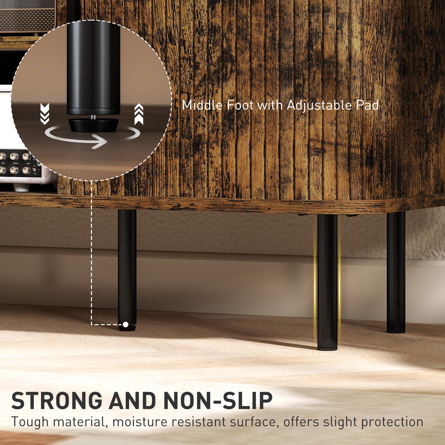 HOMCOM TV Stand Cabinet for TVs up to 55 Inches, TV Unit with Storage Shelves and Cupboard for Living Room, Rustic Brown