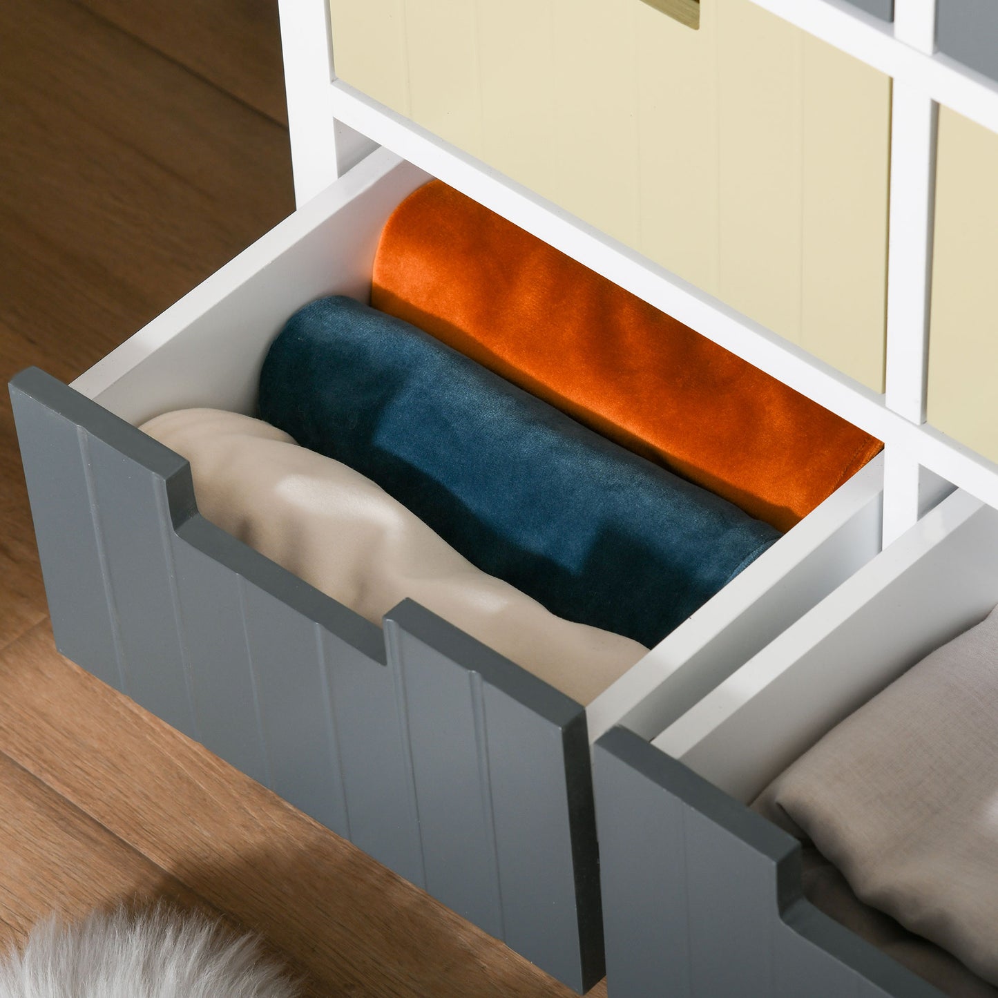 HOMCOM 6 Drawer Storage Tower, Dresser Chest with Wood Top, Organiser Unit for Closets Bedroom Nursery Room Hallway