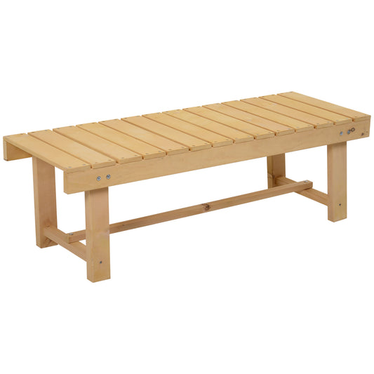 Outsunny Wooden Garden Benches, 2 Seater Outdoor Benches, Fir Wood Backless Patio Loveseat with Slatted Seat for Park, 110 x 38 x 35 cm, 3 Pieces, Natural Wood Finish