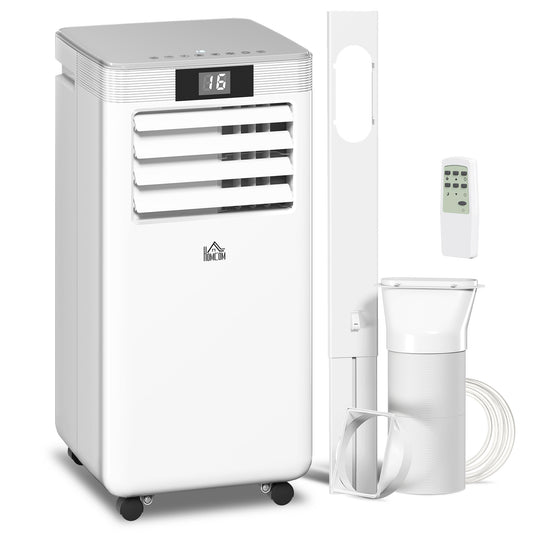 HOMCOM 10000 BTU Air Conditioning Unit, 4-in-1 Portable Air Conditioner, Dehumidifier, Cooling, Fan, Sleep Mode, with Remote Control, LED Display, 2 Speeds, 24H Timer, Window Venting Kit, 22mÂ²
