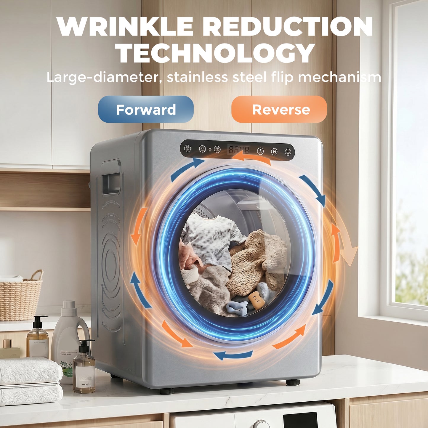 HOMCOM 5kg Compact 40-60â„ƒ  Tumble Dryer - Silver Tone