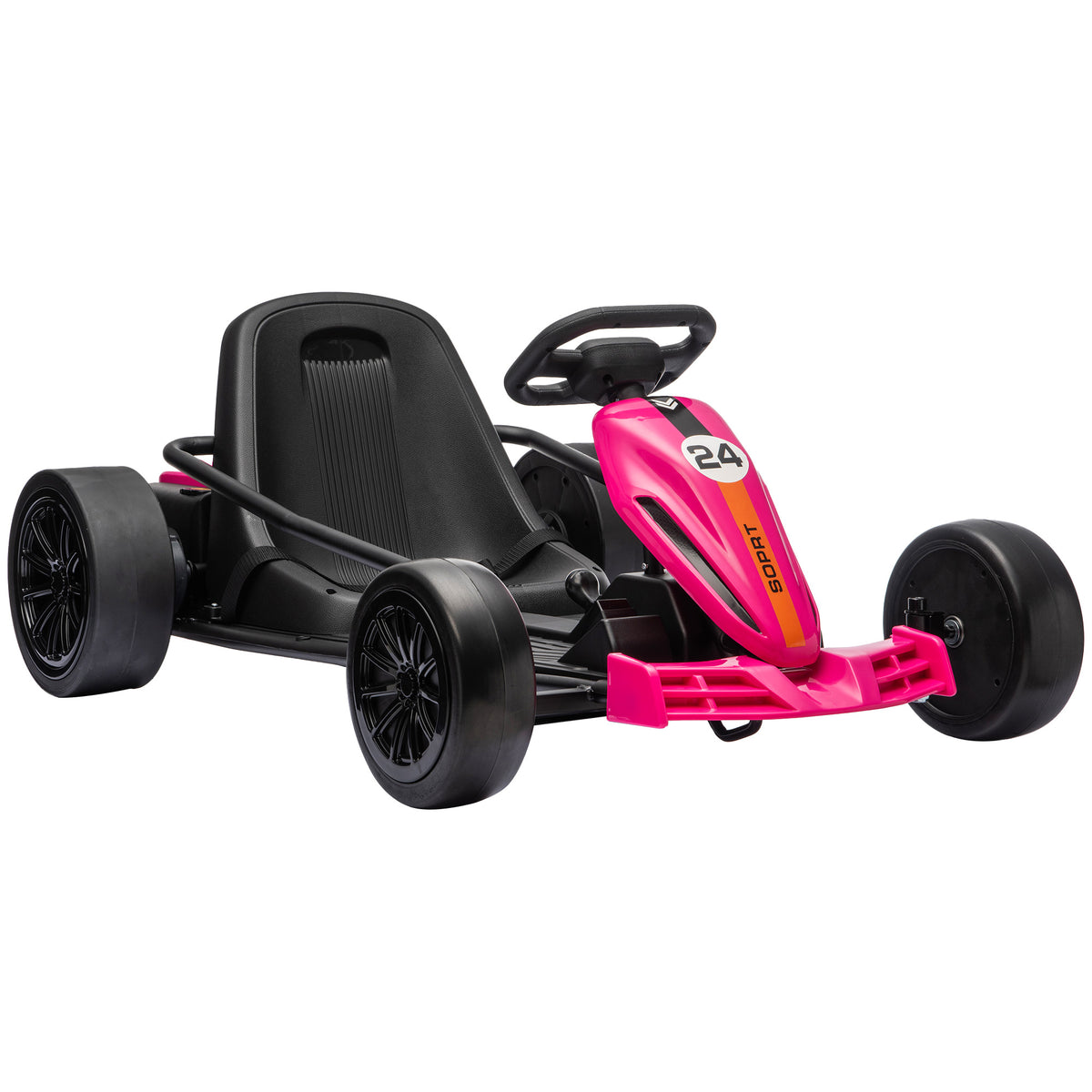 AIYAPLAY 24V Electric Go Kart for Kids, Ride On Racing Go Kart with Dual 150W Motors, 12KM/H Max Speed for Ages 6-14, Pink Default Title