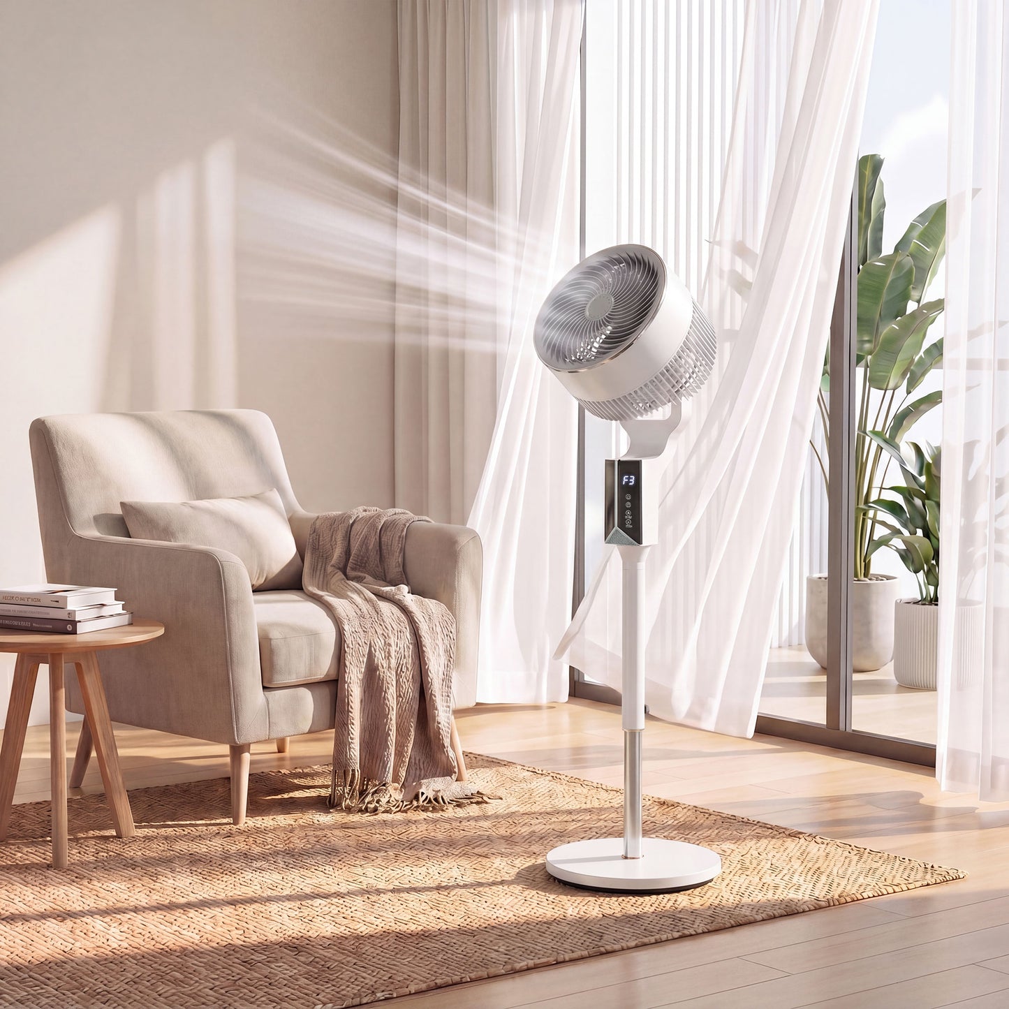HOMCOM 20 dB Silent Standing Fan for Bedroom, 46" Pedestal Fan with Remote, 85Â° Oscillating, 8 Speeds, White