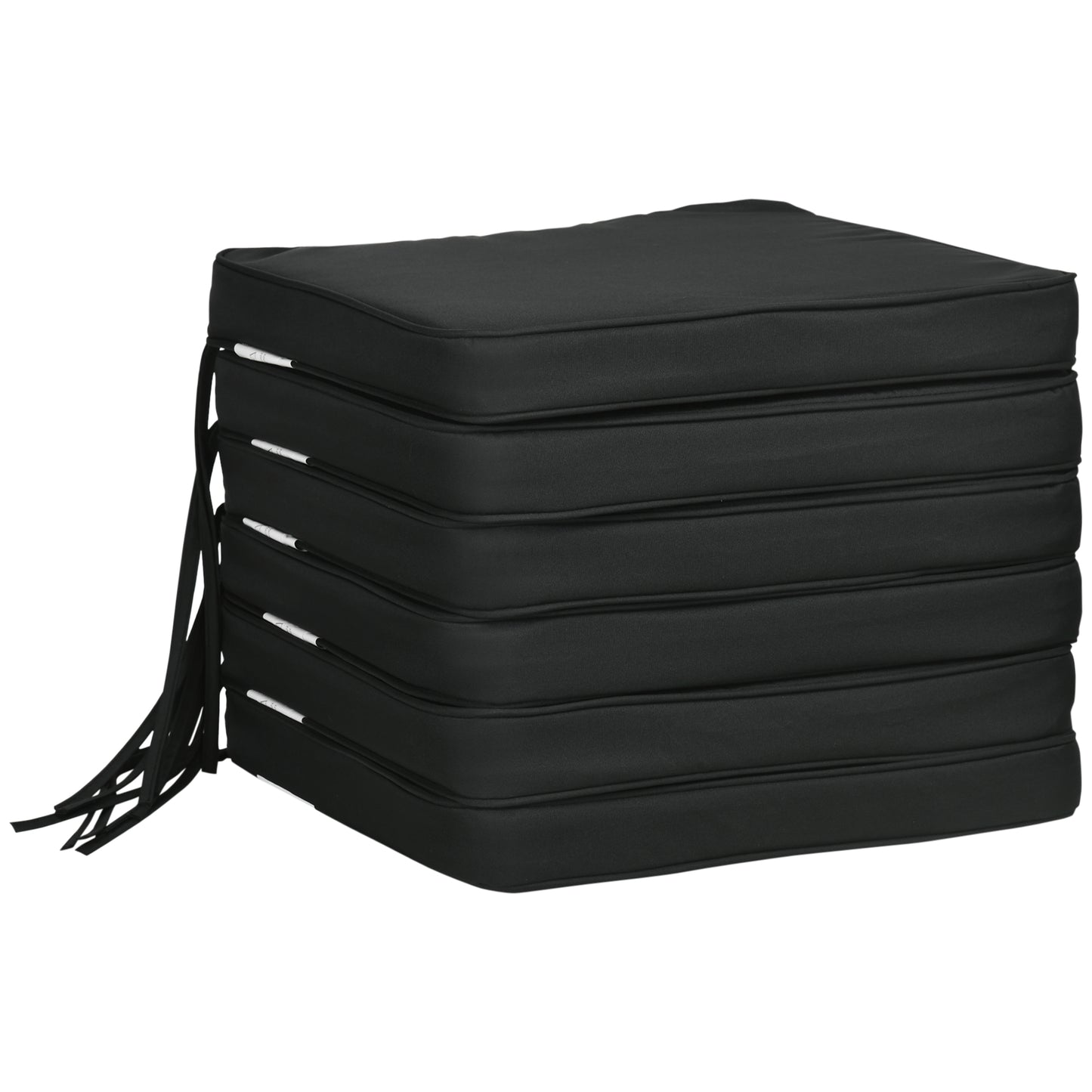 Outsunny Set of 6 Chair Cushion Seat Pads Dining Chair w/ Straps Indoor Outdoor Removable Tie On Garden Patio, Black Default Title