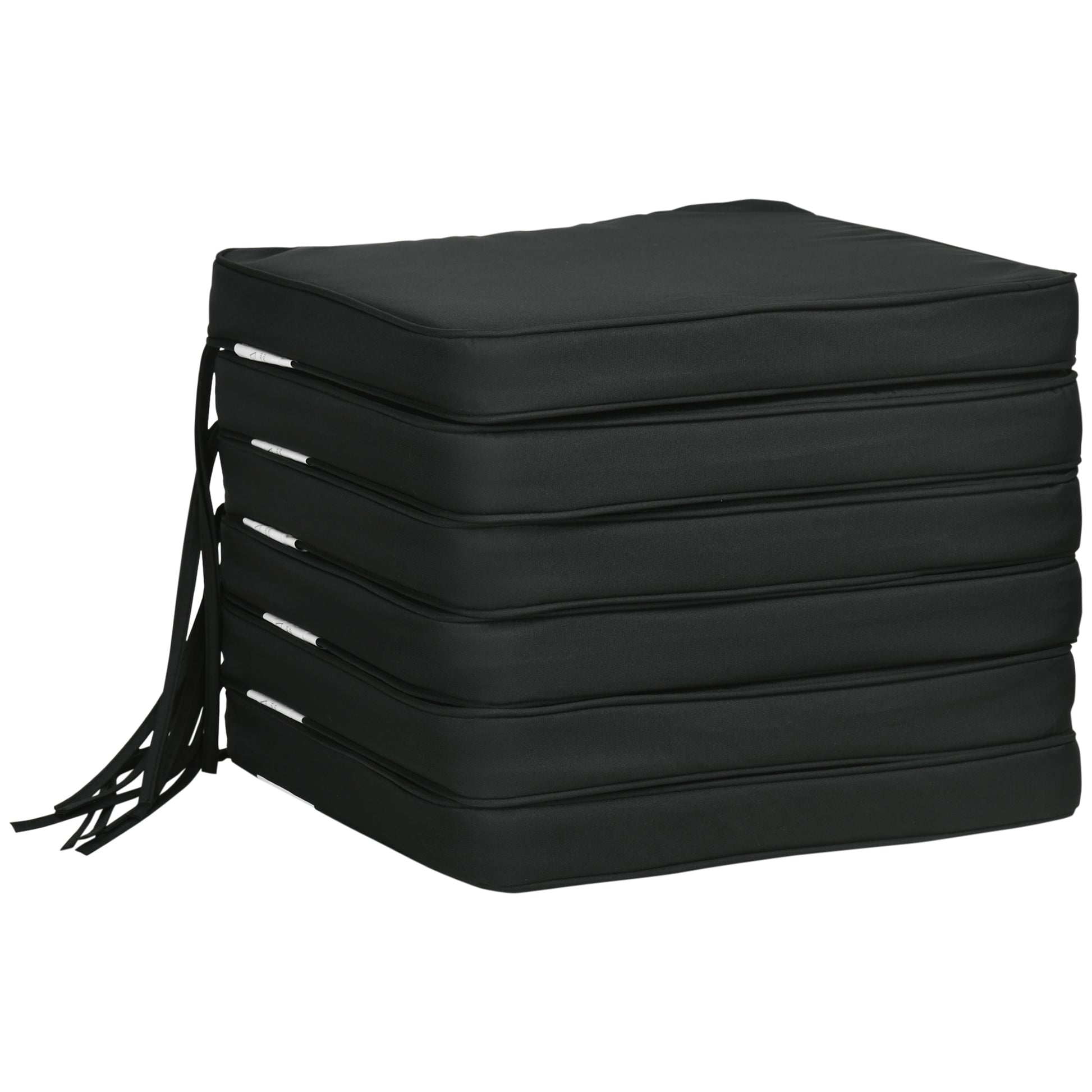 Outsunny Set of 6 Chair Cushion Seat Pads Dining Chair w/ Straps Indoor Outdoor Removable Tie On Garden Patio, Black Default Title