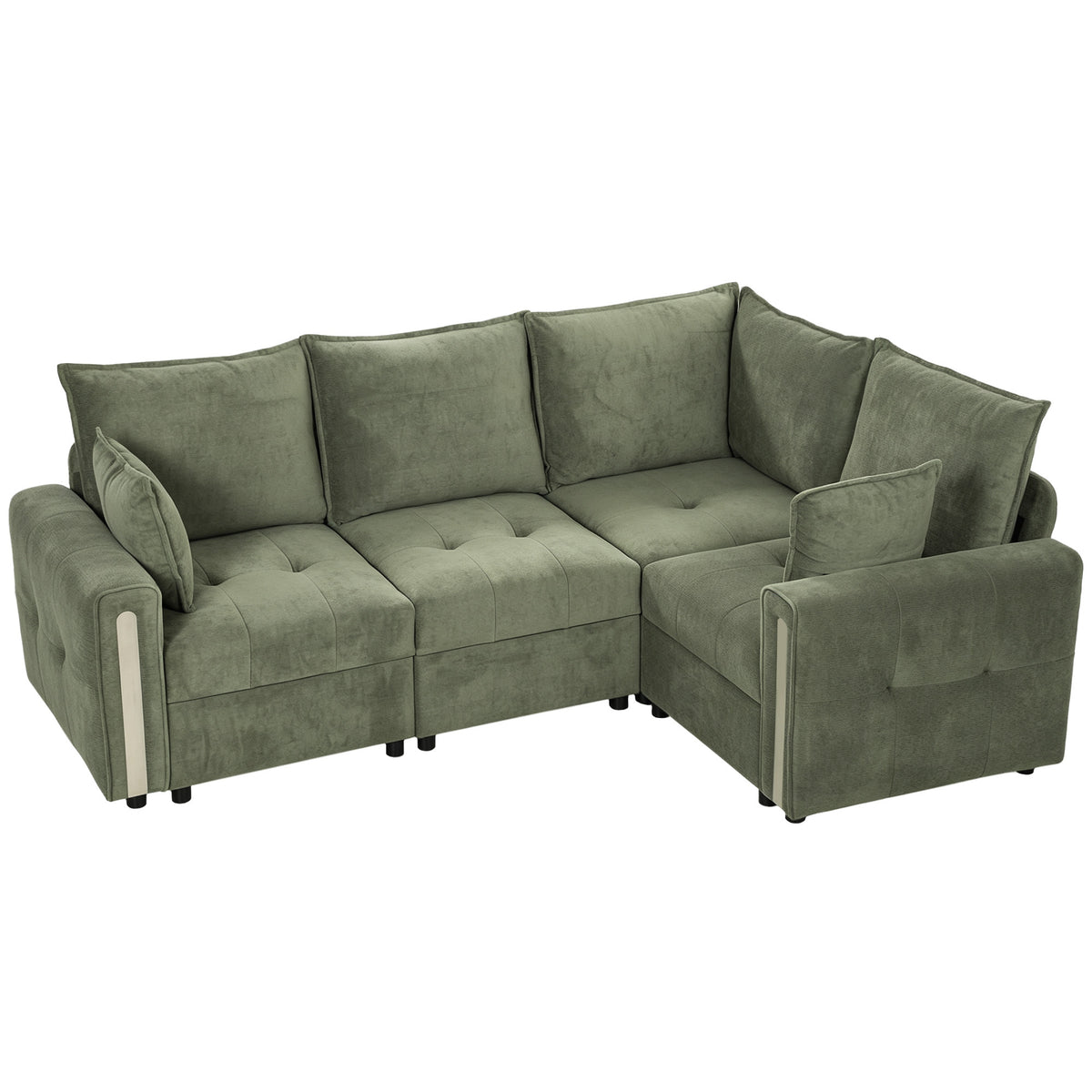 HOMCOM 228cm L Shaped Sofa with Lift-Up Storage, 3-Seater Sectional Sofa with Wide Deep Seat, Dark Green Default Title