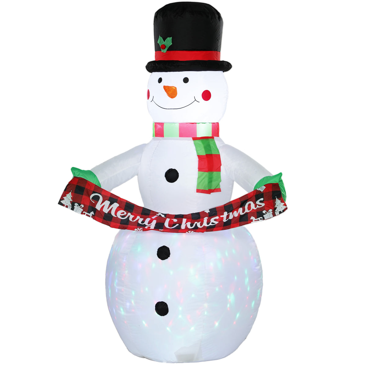 Inflatable Christmas Decoration, Outsunny 6.7FT Christmas Inflatable Snowman with Colourful LED Light