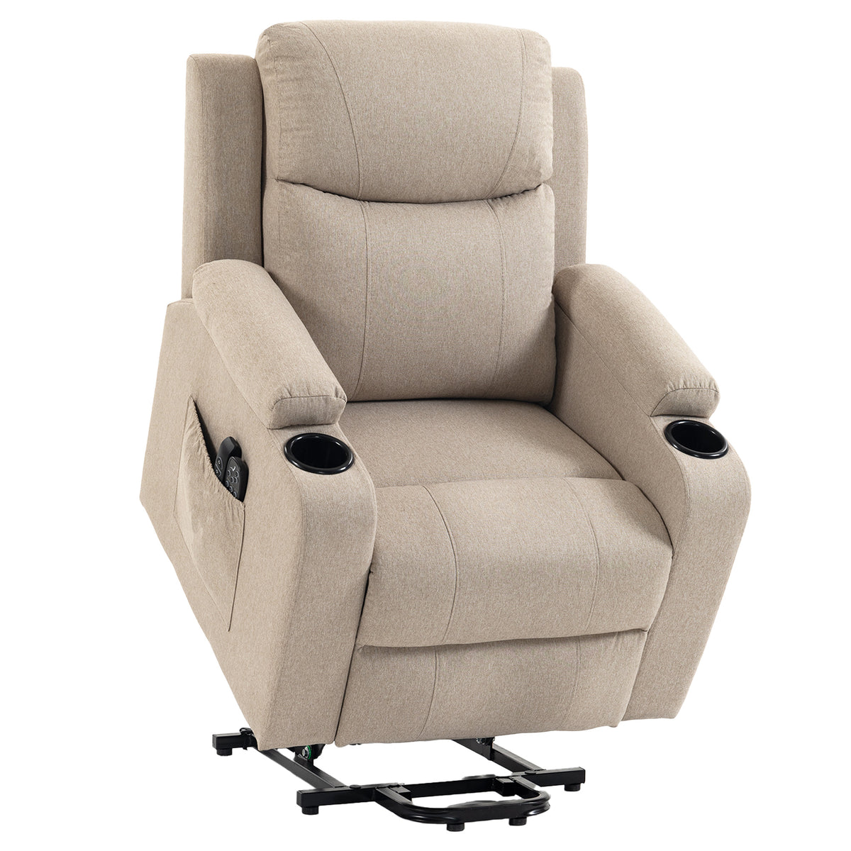 HOMCOM Riser Recliner Chair with Massage and Heat, Linen Electric Lift Armchair for Elderly with Spring Cushion, Beige Default Title
