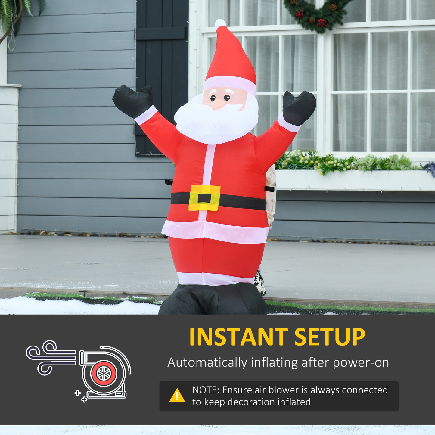 HOMCOM 4ft Inflatable Christmas Santa Claus Xmas Decoration 1 LED Holiday Air Blown Yard Outdoor DÃ©cor