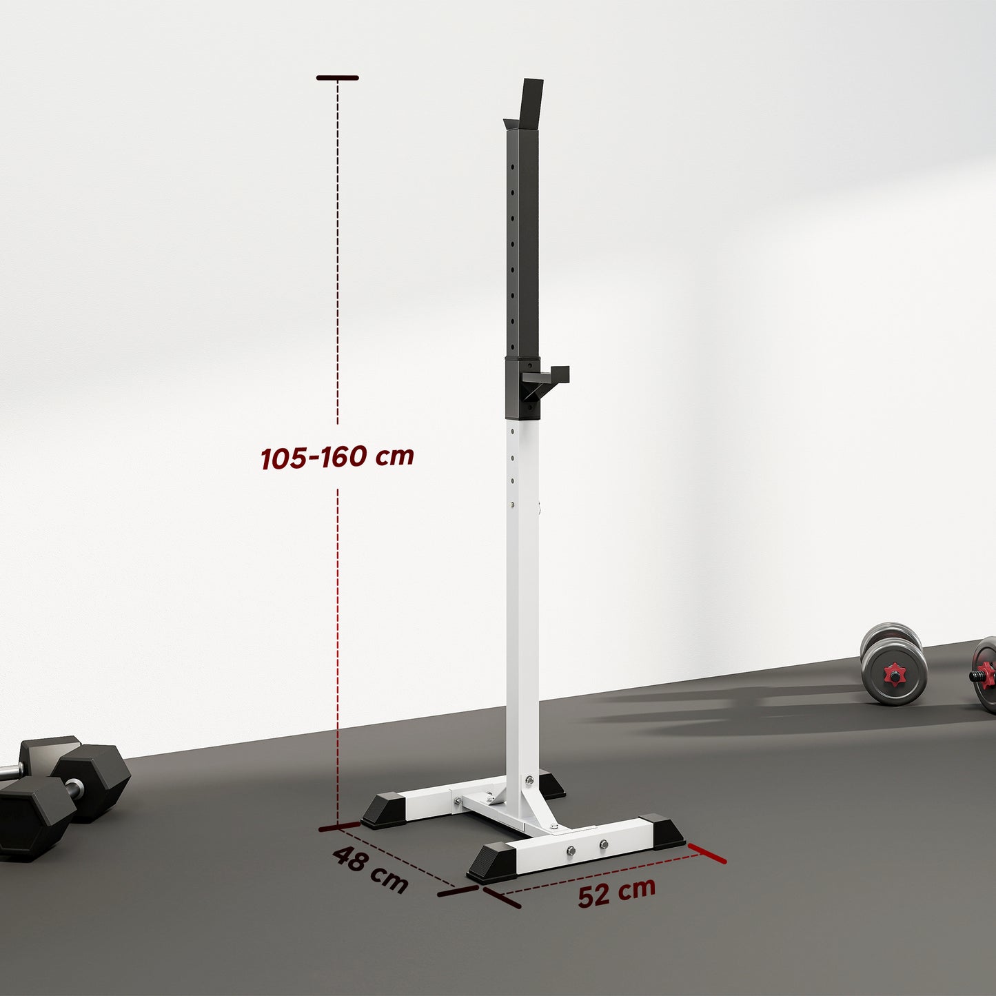 HOMCOM Heavy Duty Weight Bar Barbell Squat Stand Barbell Rack Spotter, for Home, Gym - Black