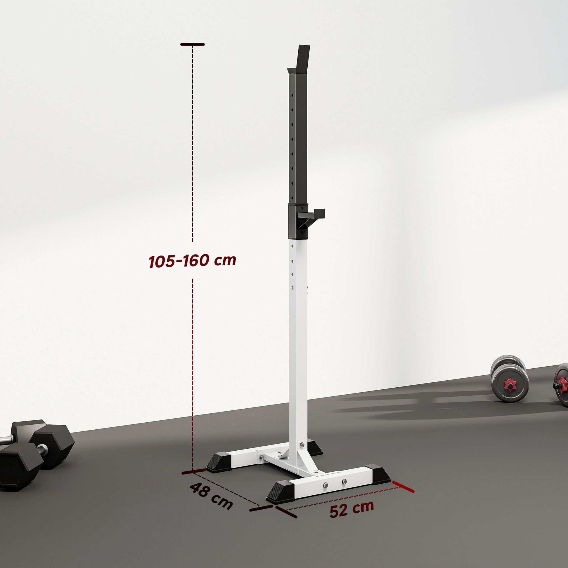 HOMCOM Heavy Duty Weight Bar Barbell Squat Stand Barbell Rack Spotter, for Home, Gym - Black