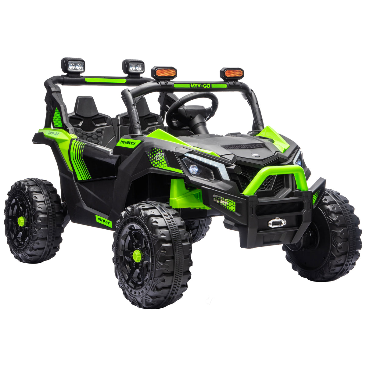 AIYAPLAY 24V 2 Seater Ride On Truck Car for Big Kids with Remote Control, Dual Motors, 4-Wheel Suspension for Ages 3-8, Green Default Title