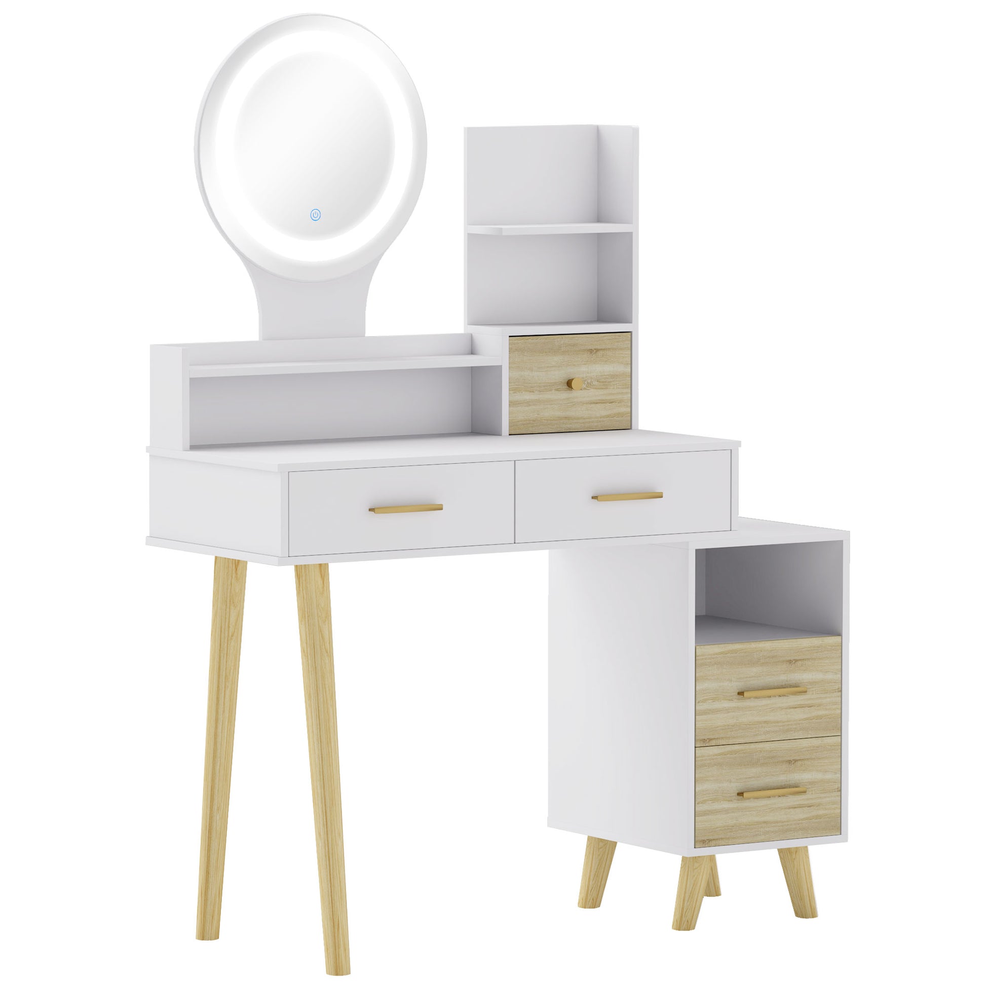 HOMCOM Elegant Dressing Table, with Storage - White
