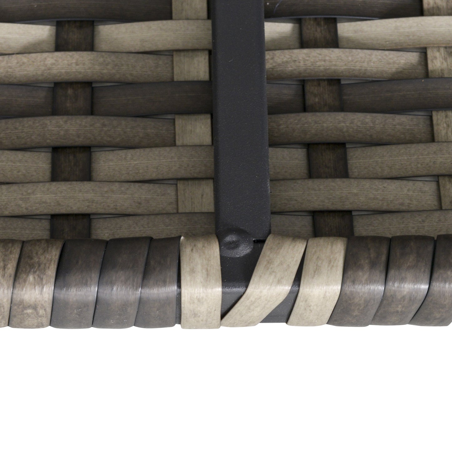 Outsunny Outdoor PE Rattan Corner Sofa, Garden Wicker Furniture Single Sofa Chair w/ Cushions, Deep Grey