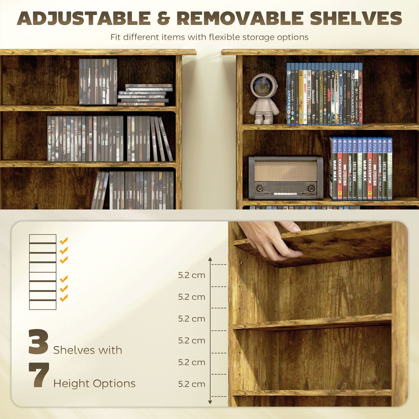 HOMCOM 360 CD Storage Unit - Rustic Brown