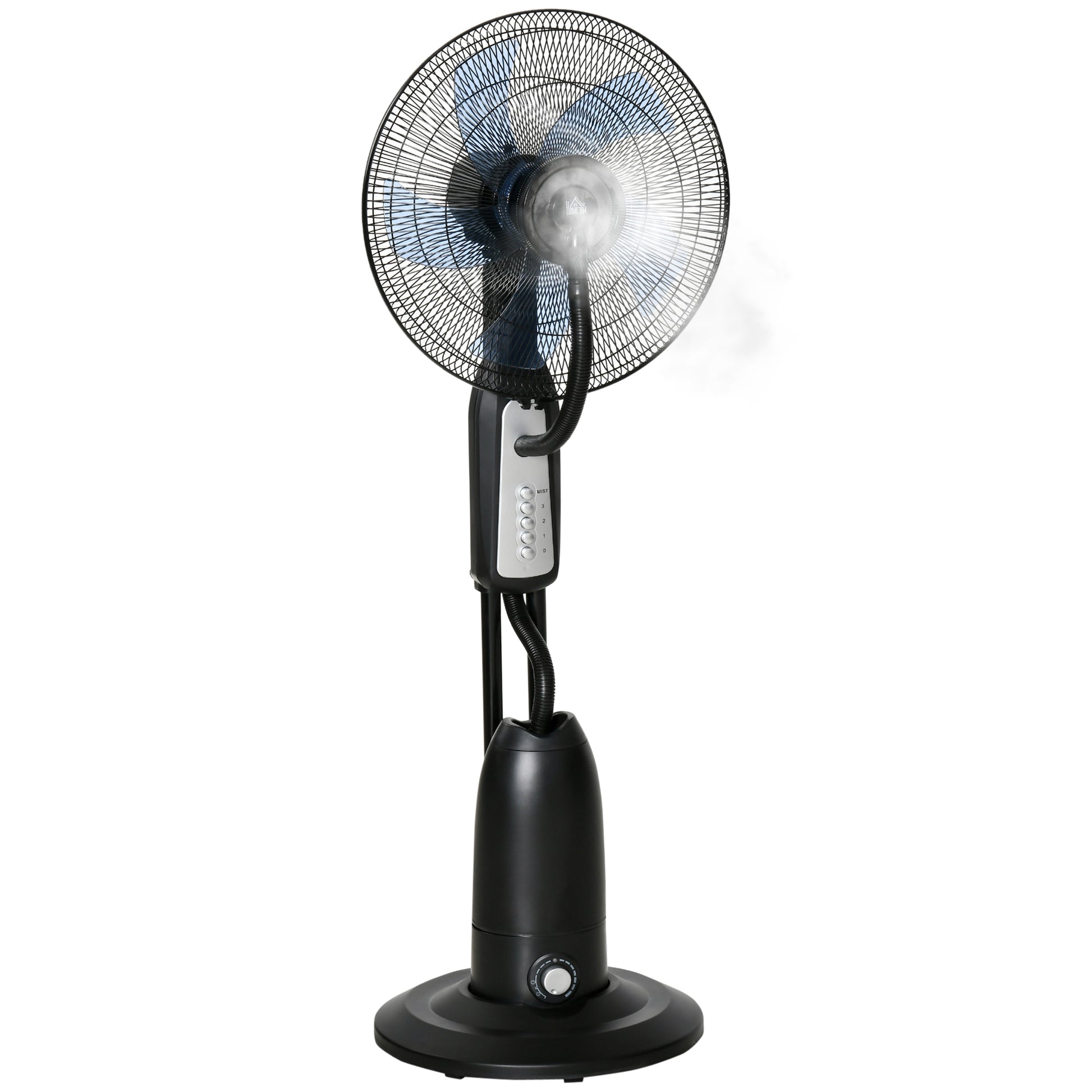 HOMCOM Spray Misting Fan, Floor Fan with Water Mist Spray, 70Â° Oscillation, Tilt Head, 3 Speeds, 2.8L Water Tank, Black