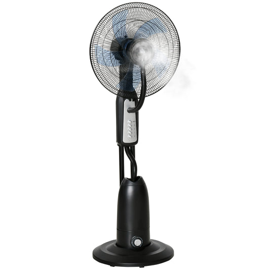 HOMCOM Spray Misting Fan, Floor Fan with Water Mist Spray, 70Â° Oscillation, Tilt Head, 3 Speeds, 2.8L Water Tank, Black