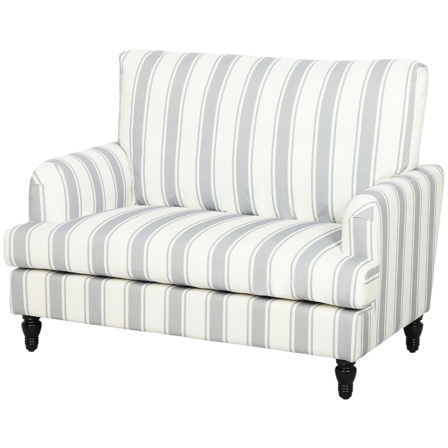 HOMCOM Velvet Single Sofa Armchair, Modern Accent Chair with Stripes, Turned Legs and Wide Seat, Grey