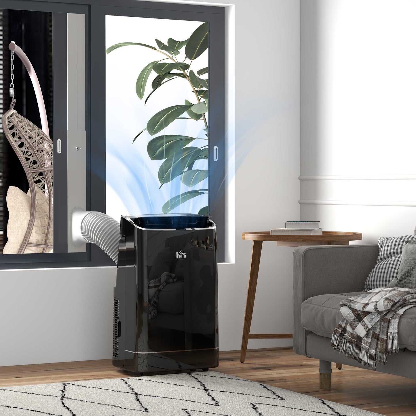 HOMCOM 14000 BTU Mobile Air Conditioner, 35mÂ², Smart Home WiFi, with Dehumidifier, Fan, 24H Timer, Window Kit, Black