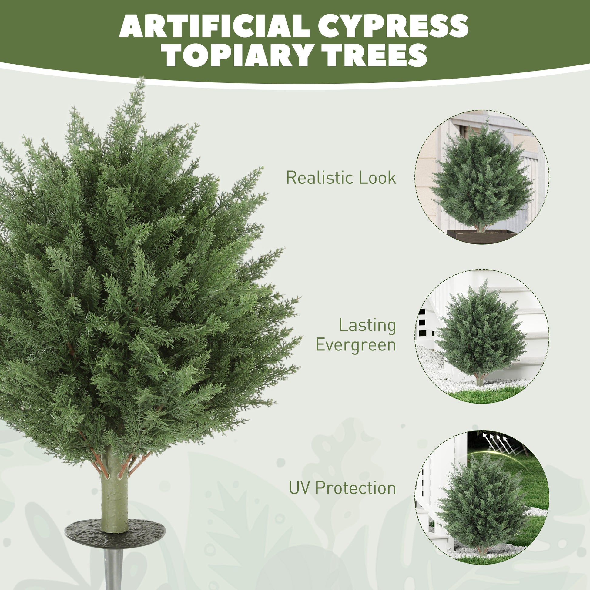  great for any space needing a touch of greenery</li><li>Versatile placement: Complete with ground stakes