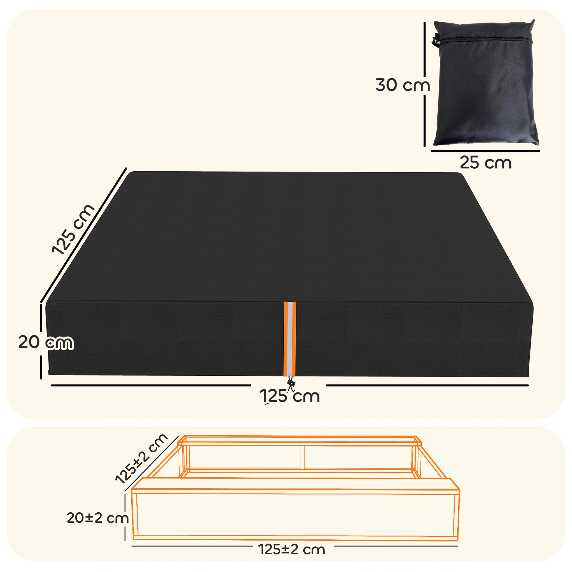 AIYAPLAY Sandbox Cover, Square Sandpit Cover Waterproof Dustproof UV Protection, Sandbox Canopy with Drawstring and Elastic Band