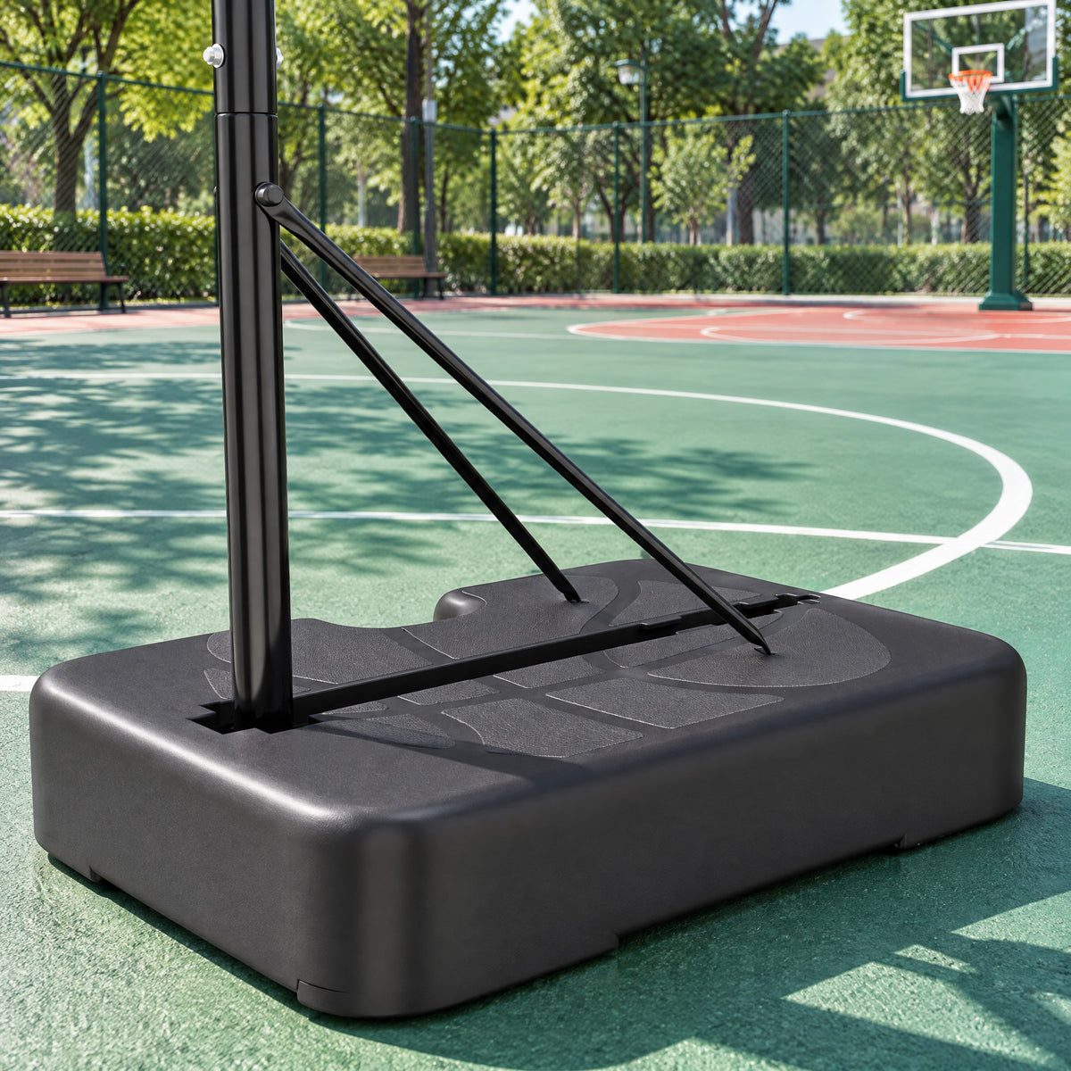 AIYAPLAY Kids Basketball Hoop and Stand, Adjustable Height, 172.5 /185.5 /199 cm, Outdoor Play Game Toys for Ages 3â€“8, Black