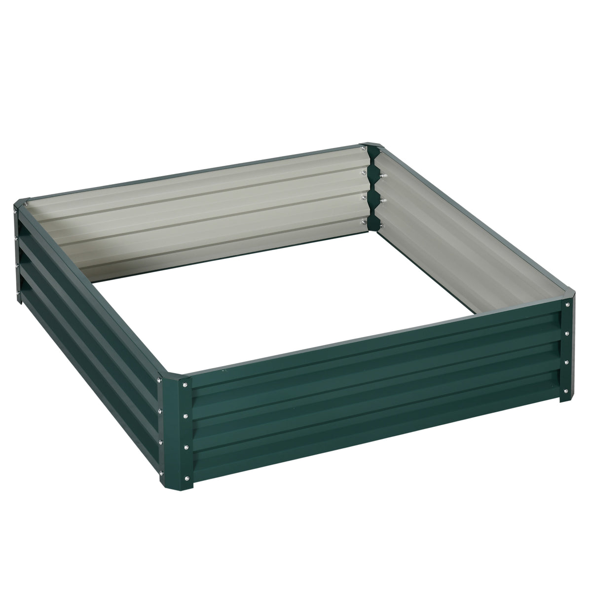 Weatherized Box Outsunny Square Raised Garden Bed Box with Weatherized Steel Frame for ...