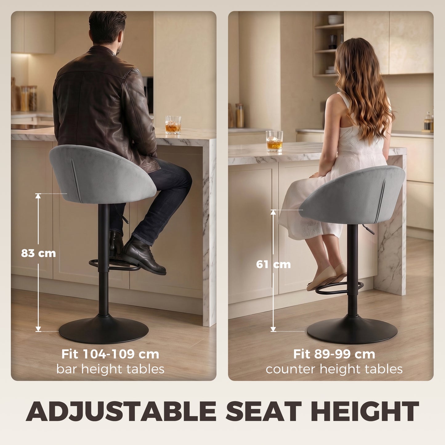 HOMCOM stool counter backs
