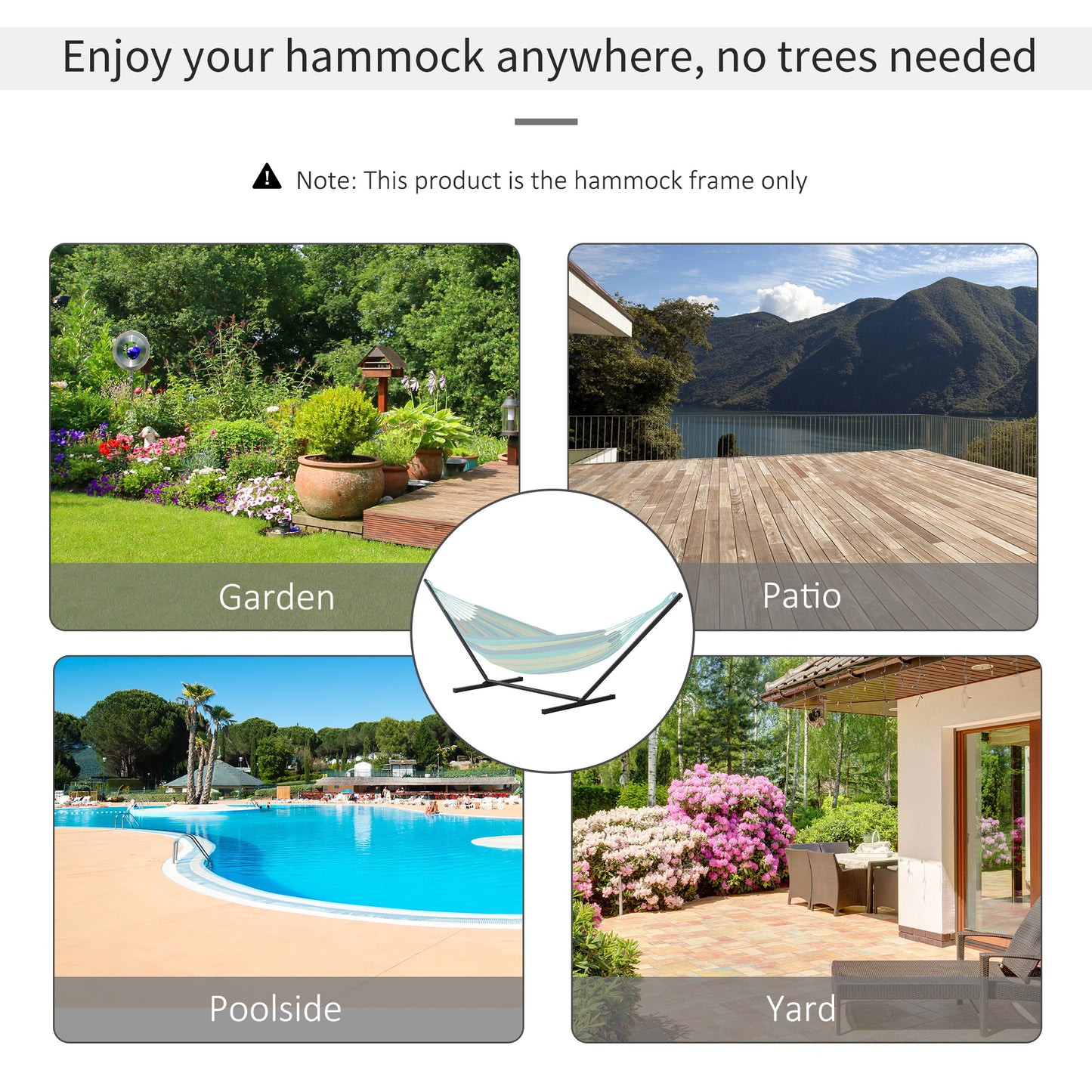 Outsunny 3.6m Extra-long Universal Hammock Stand Metal Frame Garden Camping Picnic Outdoor Patio Replacement â€“ Stand Only