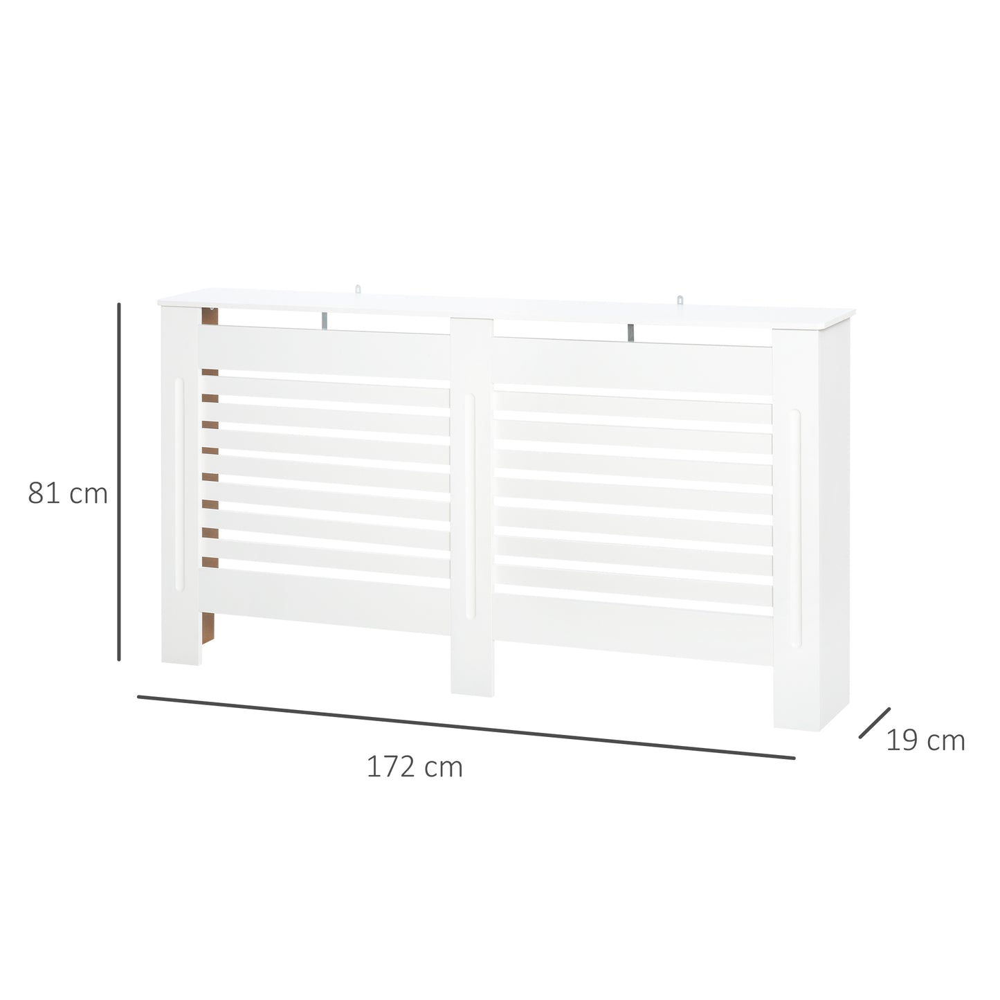 HOMCOM Radiator Cover, Modern MDF White Painted Cabinet with Horizontal Slats for Living Room, Bedroom, 172L x 19W x 81H cm