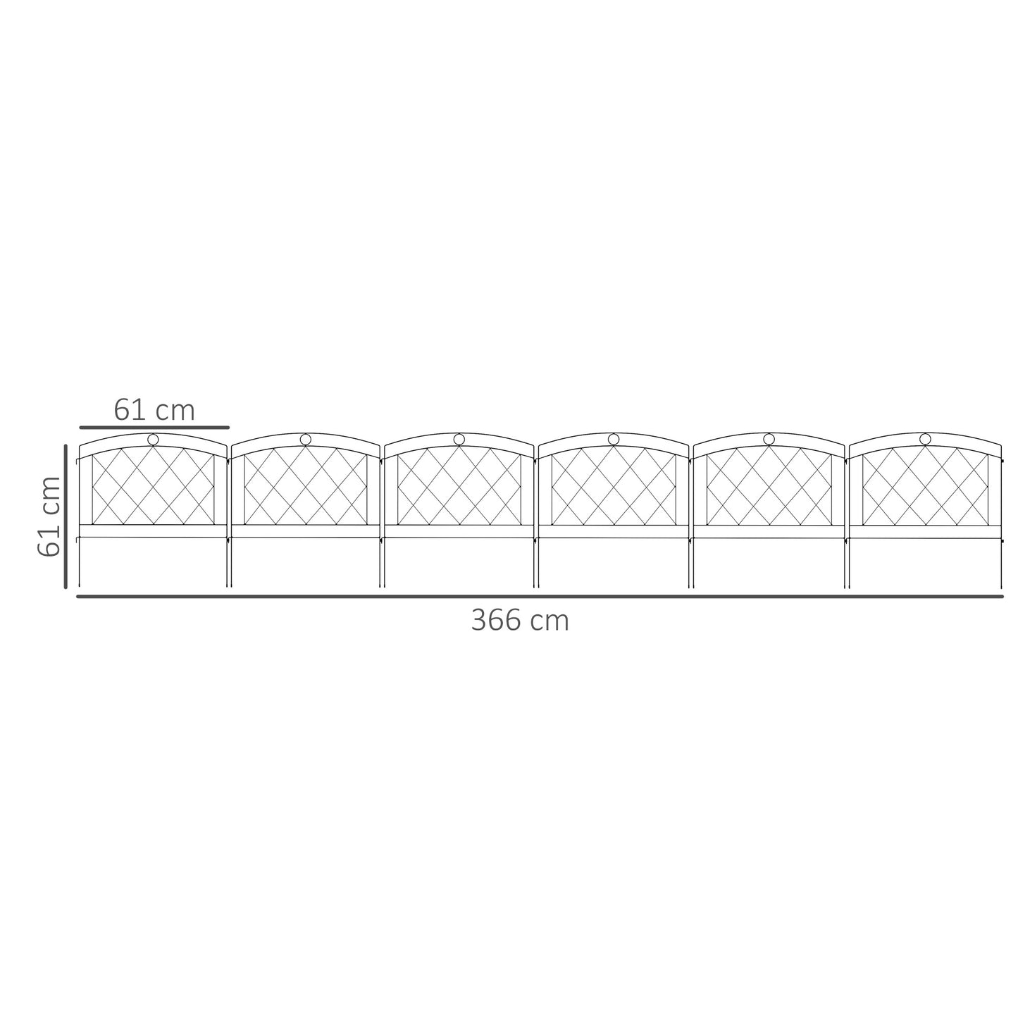 Outsunny Metal Decorative Outdoor Picket Fence Panels Set of 6, Black