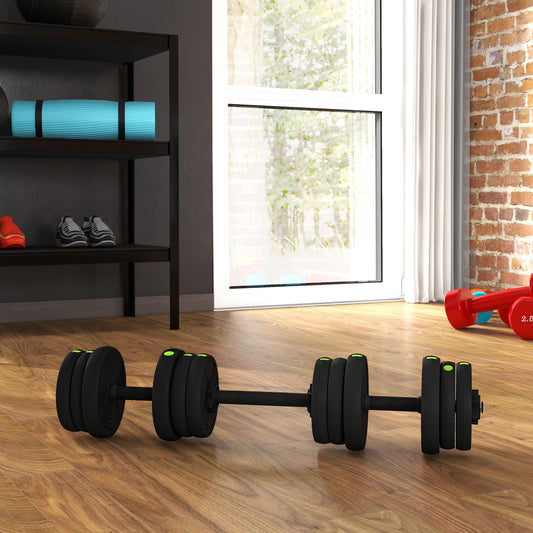 SPORTNOW Adjustable Weight Barbell & Dumbbells Set Free Weights Strength Muscle Exercise Home Gym Training, Black and Green