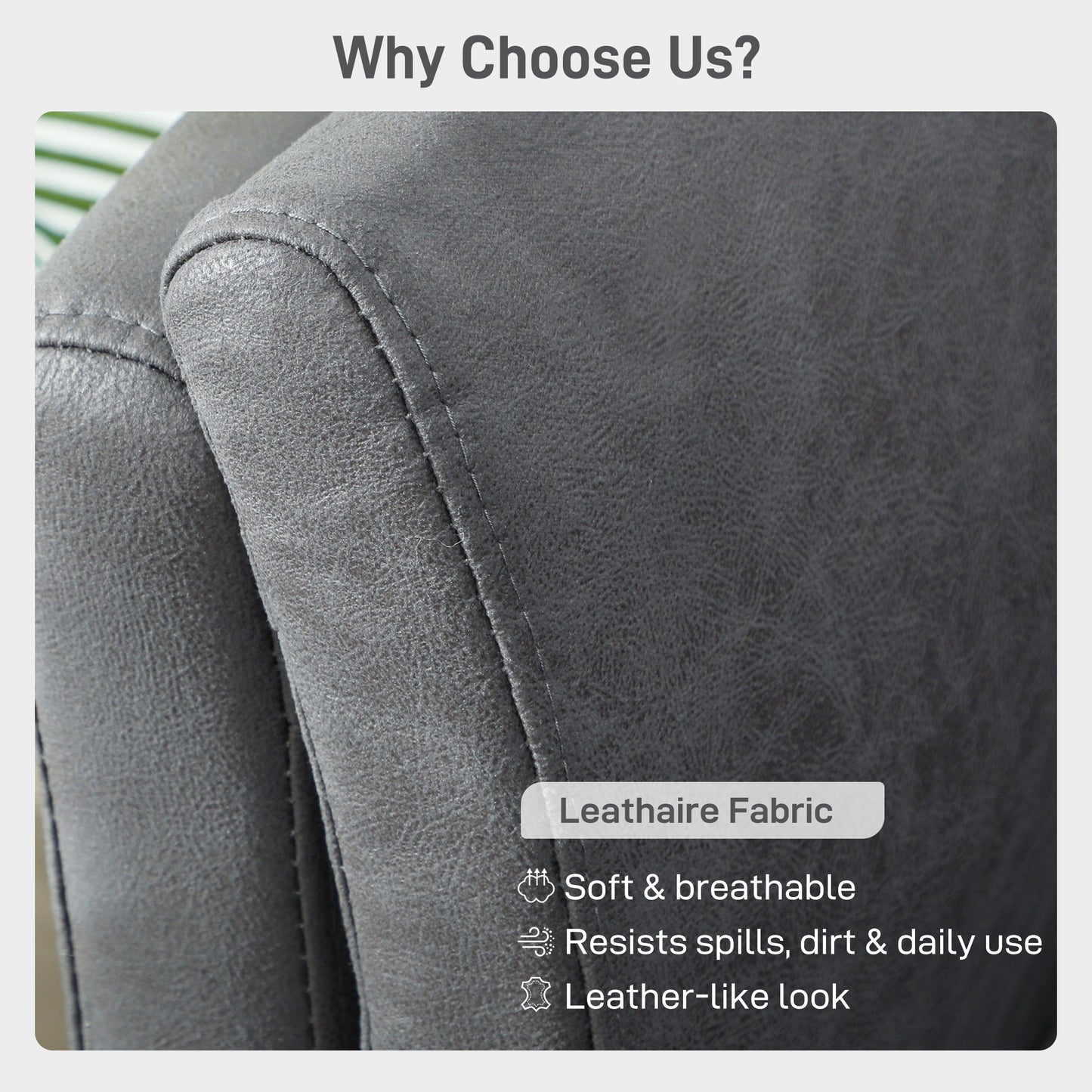 HOMCOM Two-Seater Leathaire Sofa - Grey