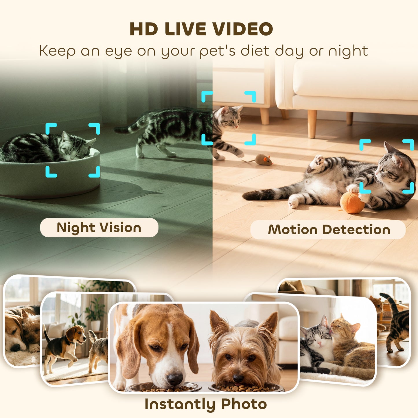 PawHut Automatic Cat Feeder for 2 Cats with HD Cameraï¼Œ2.4G & 5G WiFi Pet Food Dispenser 6L APP Control