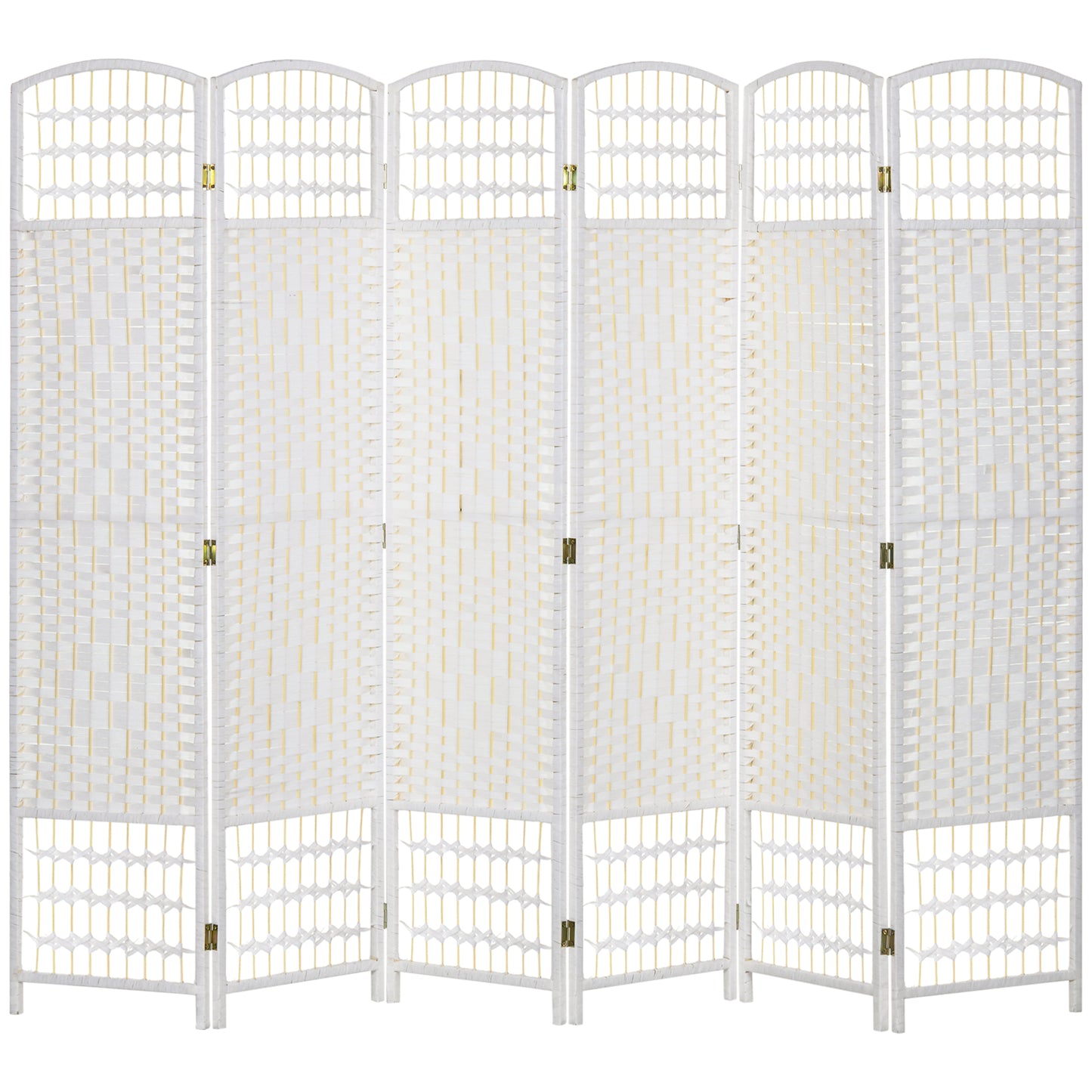 HOMCOM 6 Panel Folding Room Divider, Privacy Screen, Paravent Partition Separator for Living Room, Bedroom, White