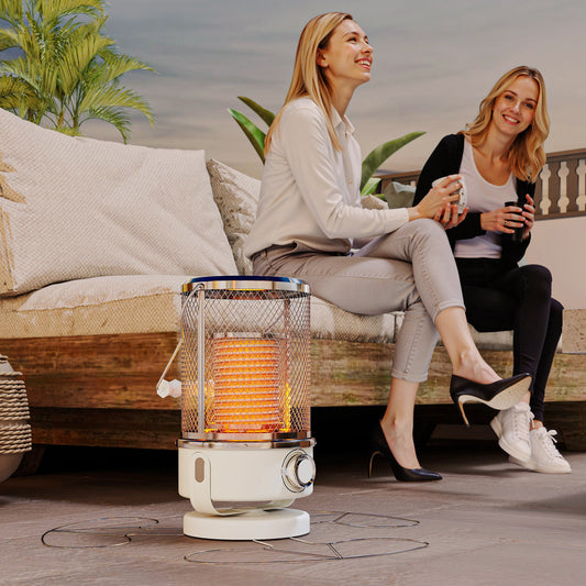 Outsunny 2000W Patio Electric Heater with 10-20 Coverage, Separation Coil, Freestanding Outdoor Infrared Heater with Tip-Over Protection, Overheat Protection, Handle for Indoor and Outdoor Use, White