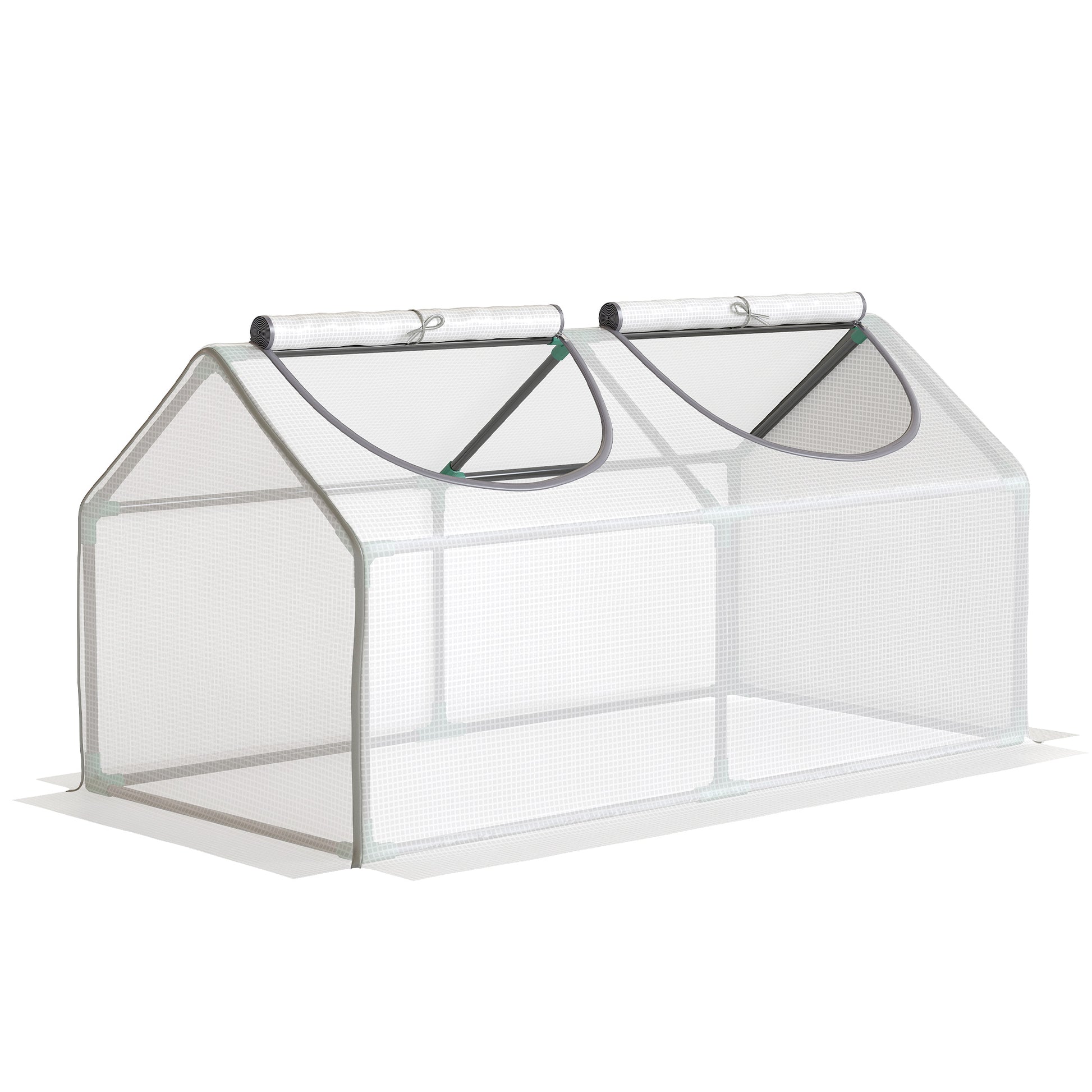 Outsunny Mini Greenhouse Portable Flower Planter Tomato Vegetable House for Garden Backyard with Zipper 120 x 60 x 60 cm, White