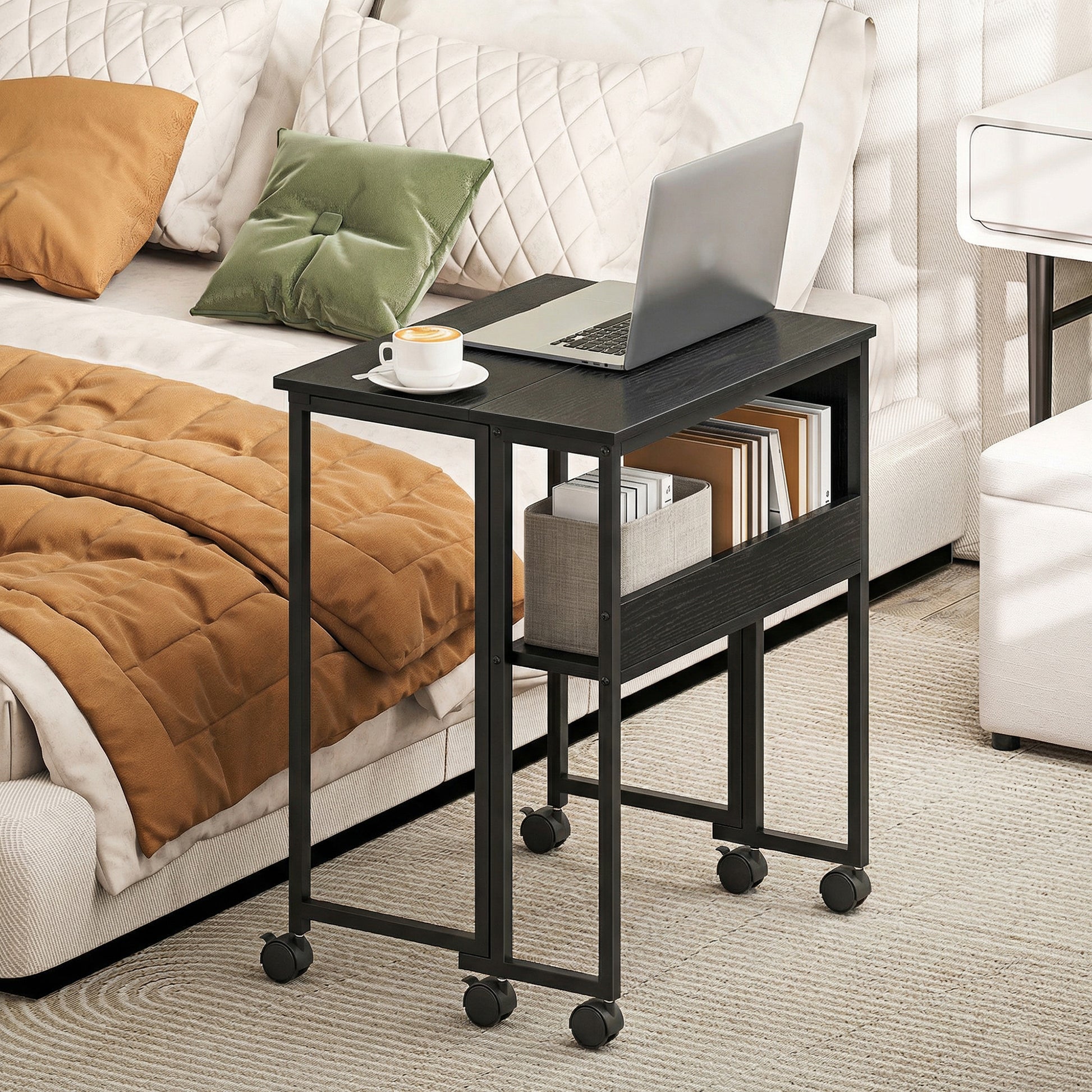 HOMCOM 63 cm Drop Leaf Writing Work Desk - Black