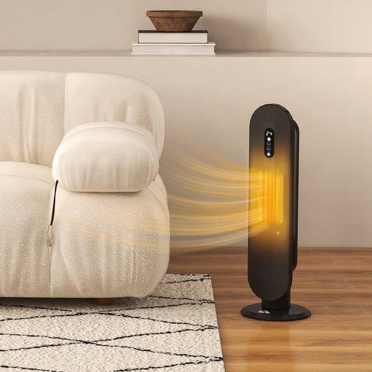 HOMCOM 45Â° Oscillating Ceramic Space Heater, with Remote - Black