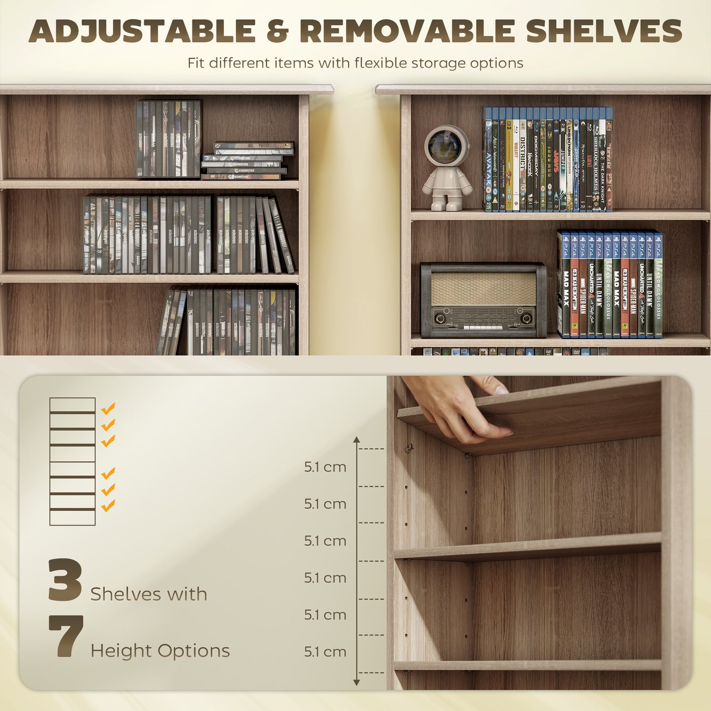 HOMCOM 360 CD Storage Unit - Natural Wood Finish