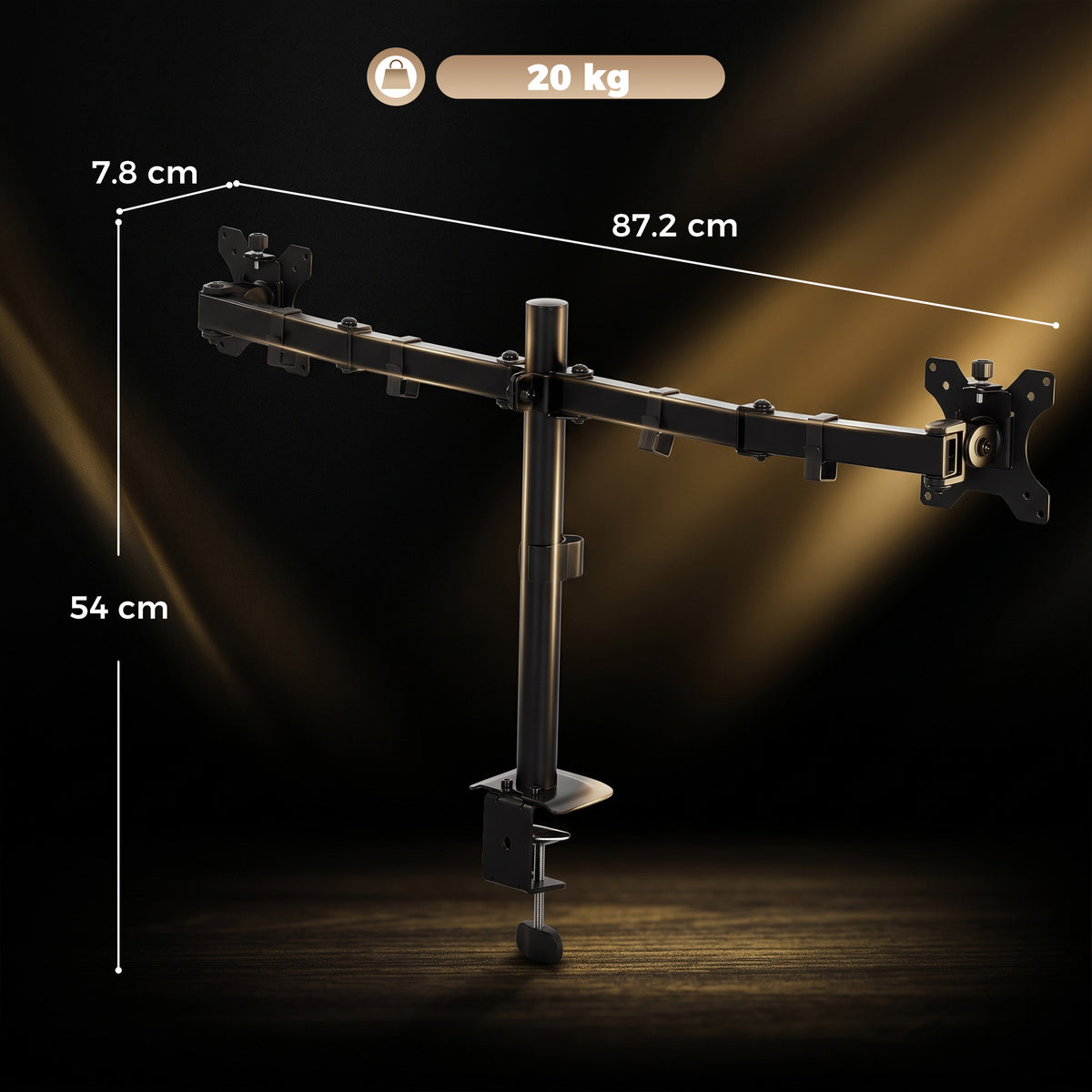 HOMCOM Dual Monitor Stand for 2 Screens up to 32", Height Adjustable Monitor Riser with Tilt, Swivel & 360Â° Rotation