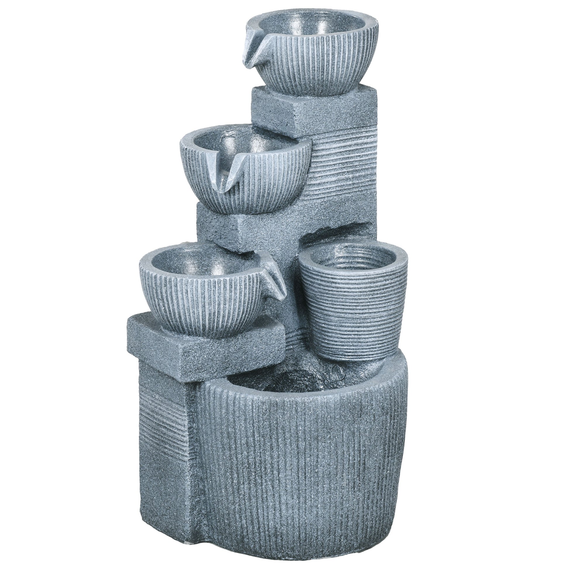 Outsunny Solar Powered Outdoor Water Fountain - Dark Grey Default Title
