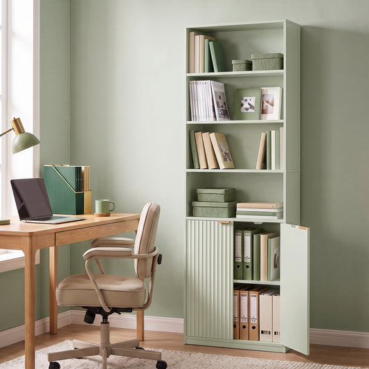 HOMCOM Bookcase Adjustable Shelf Bookshelf Anti-Tip Hardware 6-Tier, Light Green