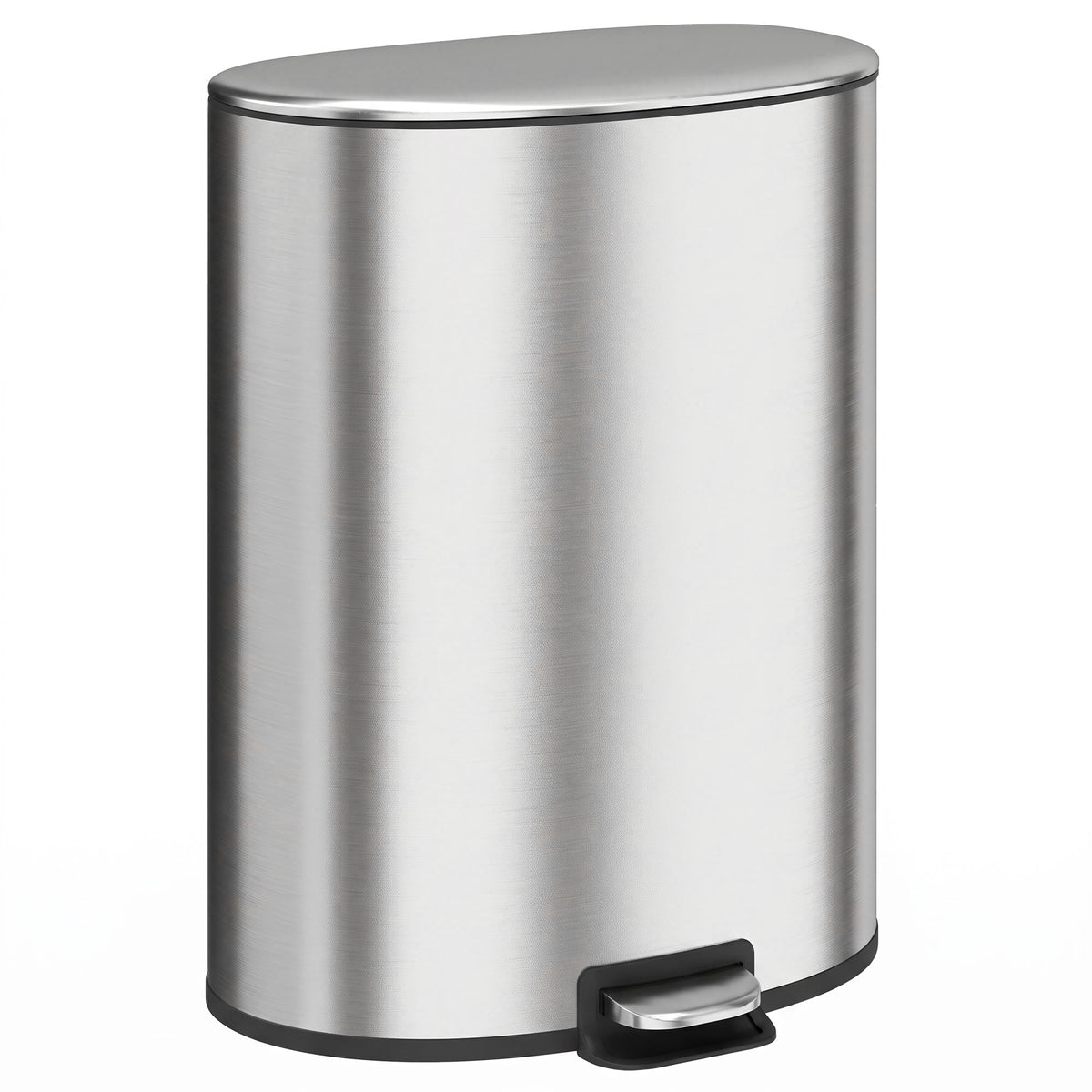 HOMCOM 50L Kitchen Pedal Bin, Rubbish Bin with Soft-Close and Stay-Open Lid, Removable Inner Bucket, Silver Tone Default Title