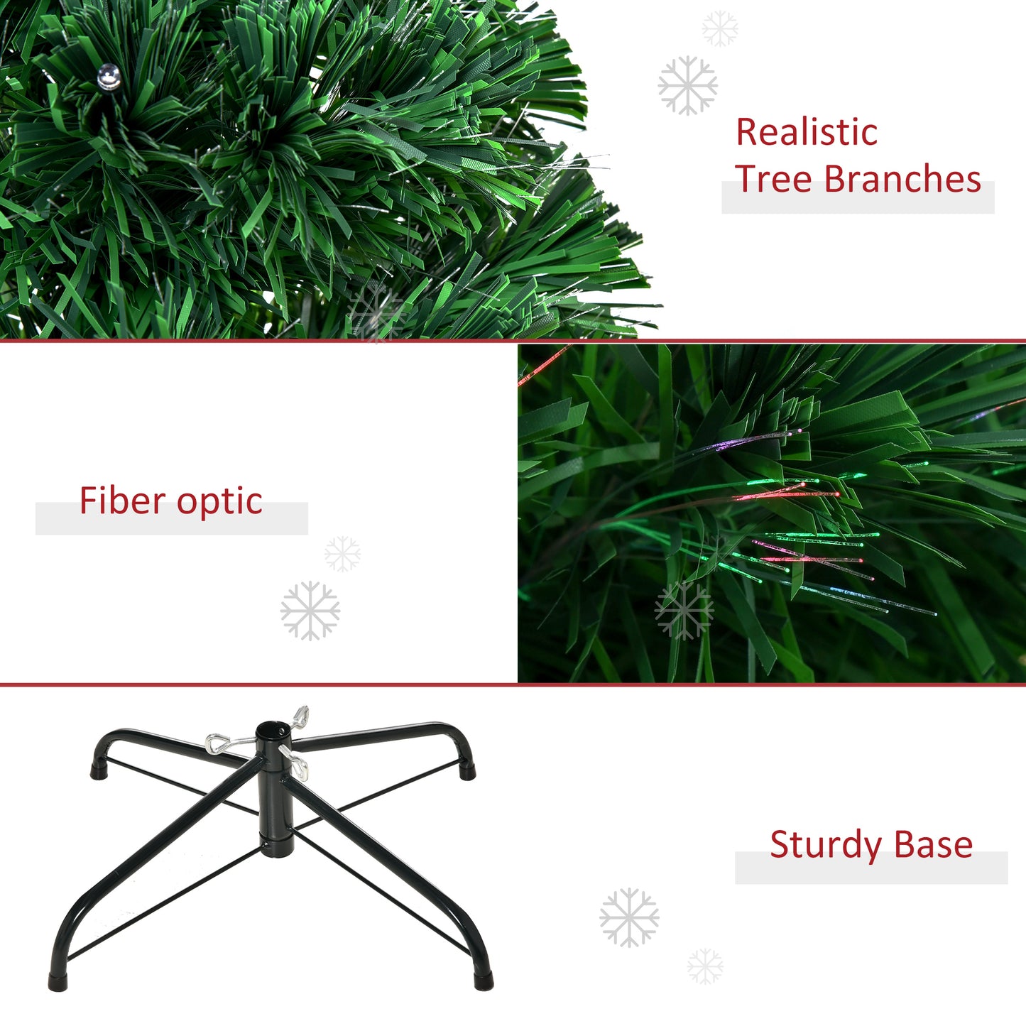 HOMCOM 4FT Pre-Lit Fibre Optic Artificial Christmas Tree Holiday Xmas DÃ©cor with Tree Topper Multi-Colour