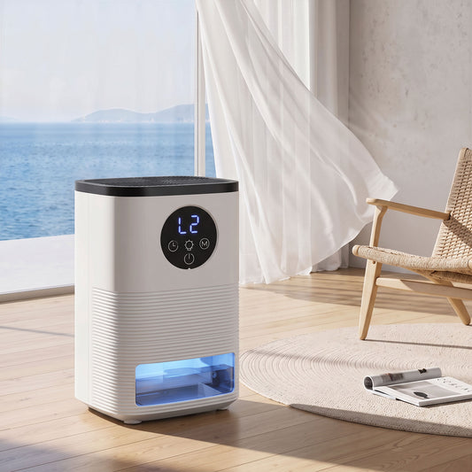 HOMCOM 300mL/Day Small Dehumidifier, RGB Mood Lights, Continuous Drainage, 24H Timer, LED Display, Dehumidifier for Home Damp