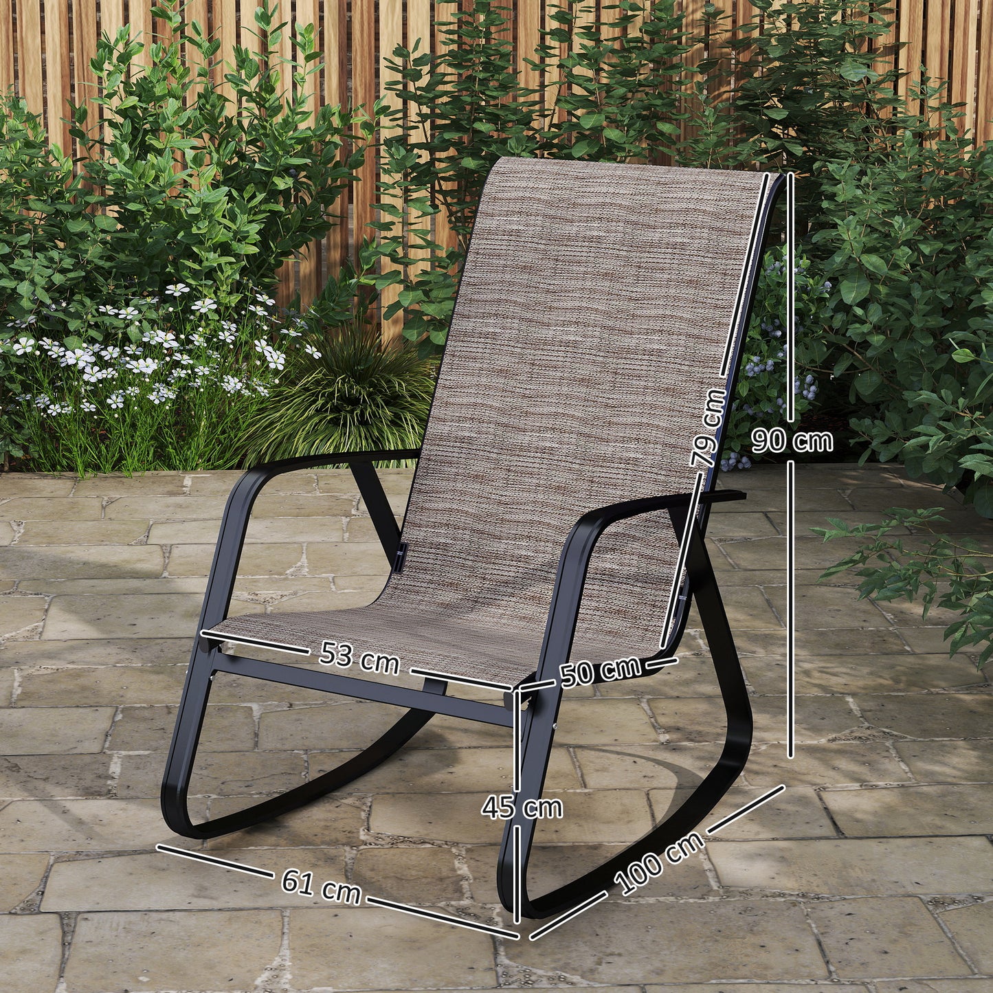 Outsunny Rocking Garden Chair - Light Brown