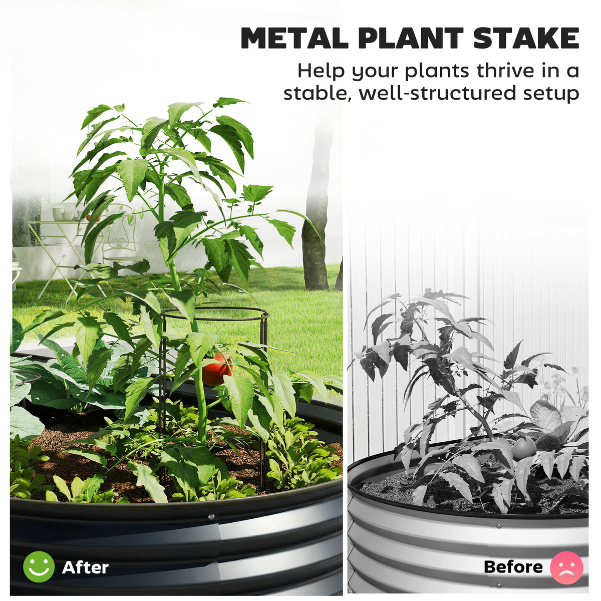 Outsunny Set of Two 150 x 60cm Steel Planters - Dark Grey