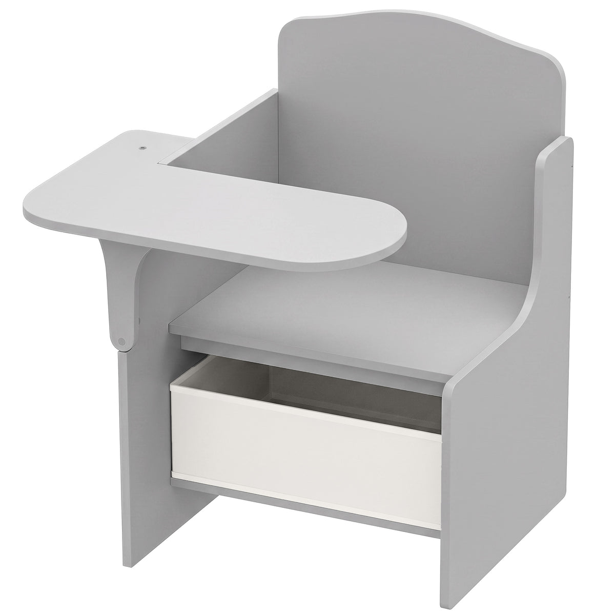 AIYAPLAY Kids Table and Chair Set, Children Desk and Chair with Storage Bins for Playing, Reading, Painting, for Ages 3-5, Grey