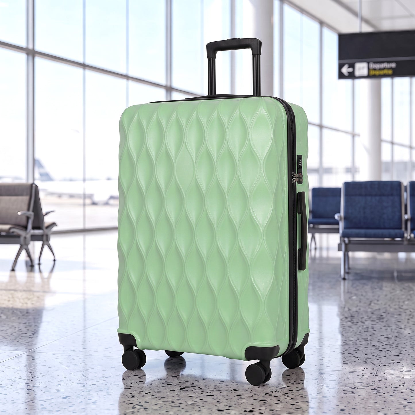 HOMCOM 77cm 98L Suitcase, Lightweight ABS Hard Shell Carry On Luggage with TSA Lock, Spinner Wheels, Telescopic Handle, Green